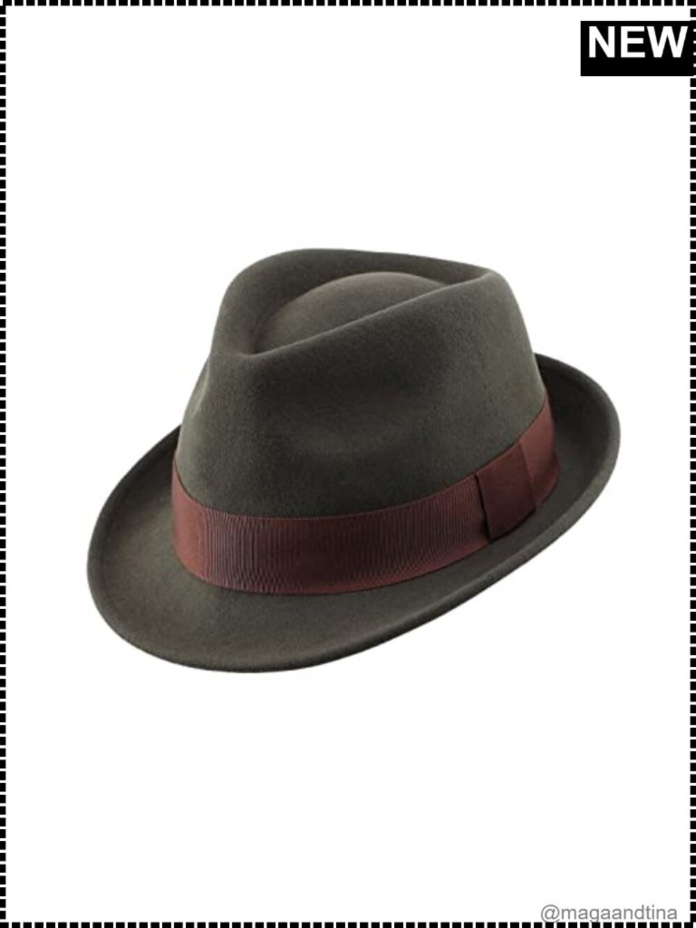 Men's 100% Wool Felt Fedora Hat Short Brim Winter Warm Satin Lined